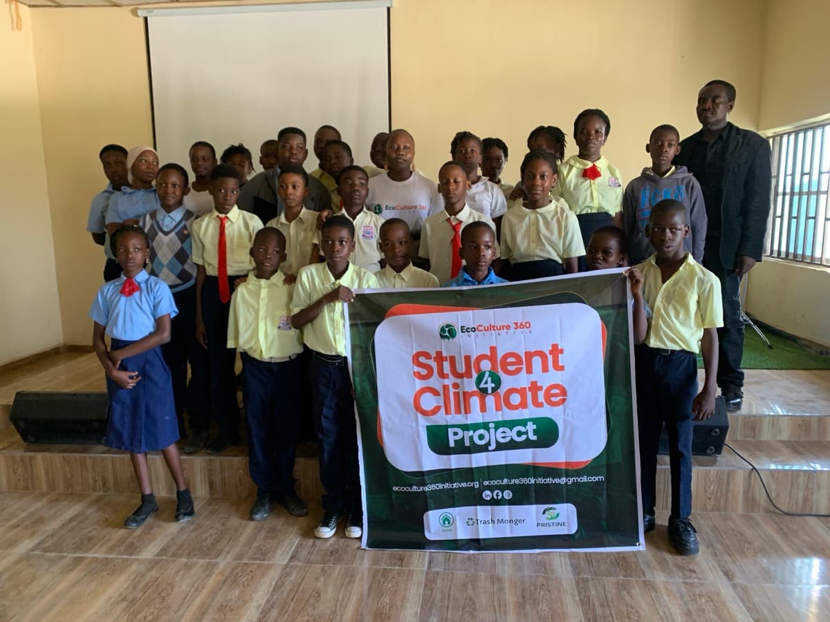 Students with Student4Climate Project banner